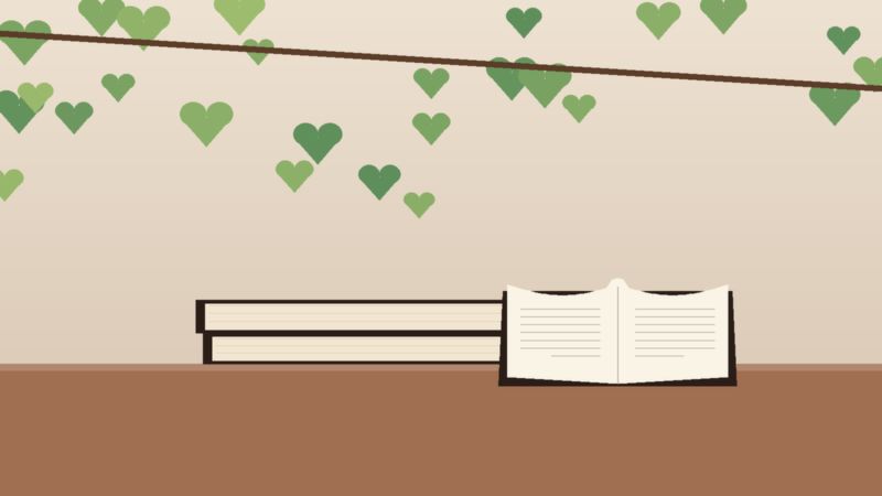 أغصان زيزفون فوق كتابين