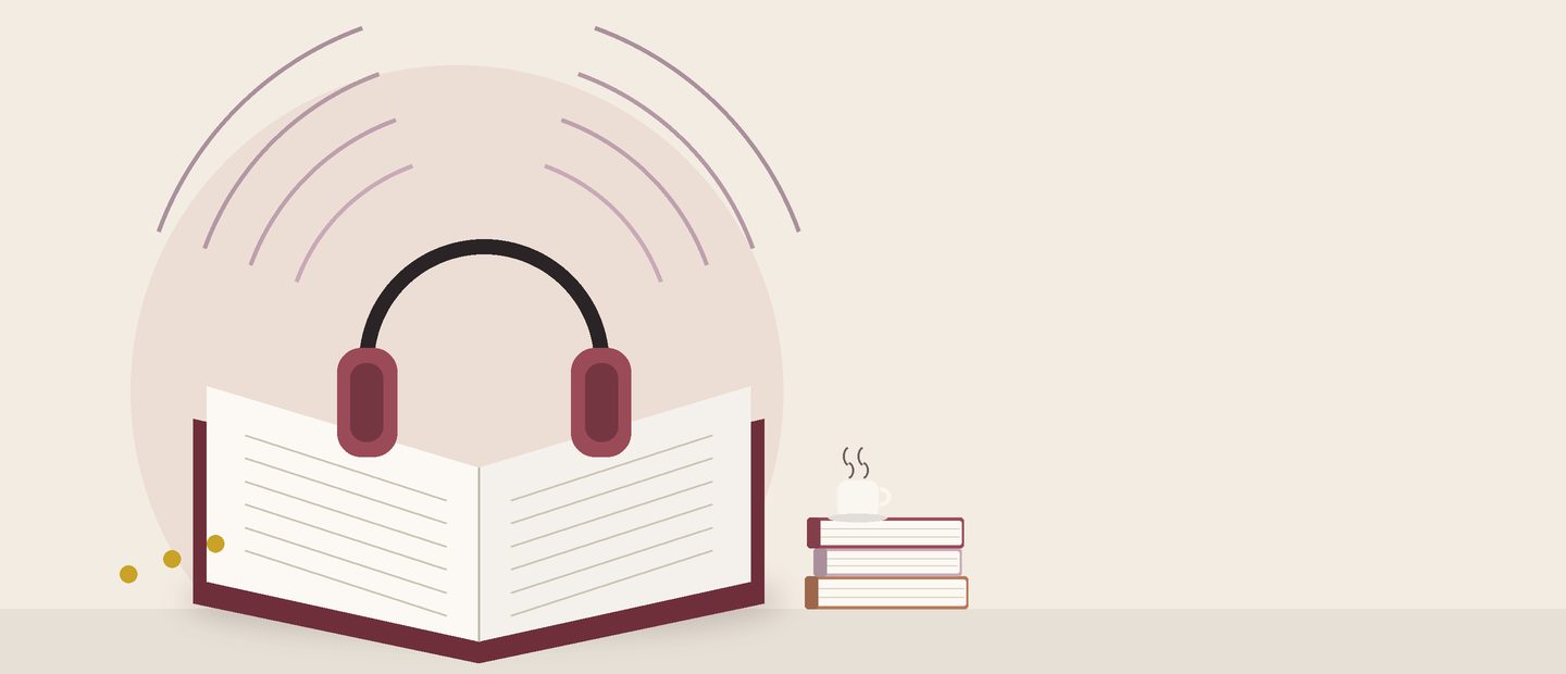 سمّاعتان فوق كتابٍ مفتوح