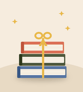 ثلاثة كتبٍ مربوطة بشريطٍ ذهبيّ