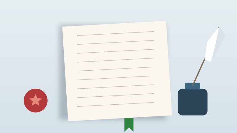 ورقةٌ مكتوبة وريشةٌ ومحبرة