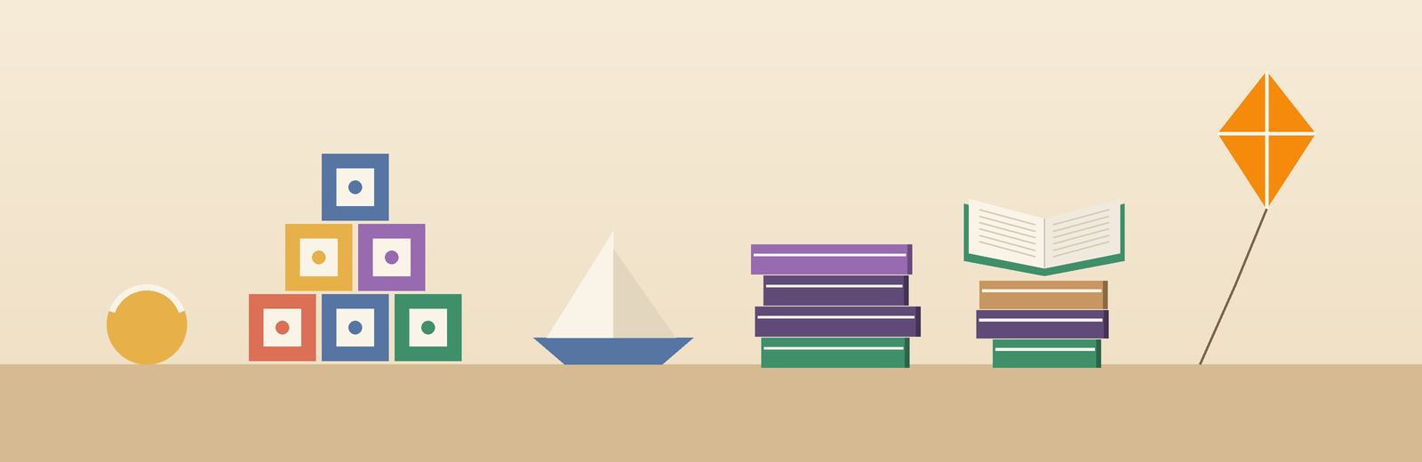 مكعّباتٌ ملوّنة وقاربٌ من ورق وكتبٌ للصغار