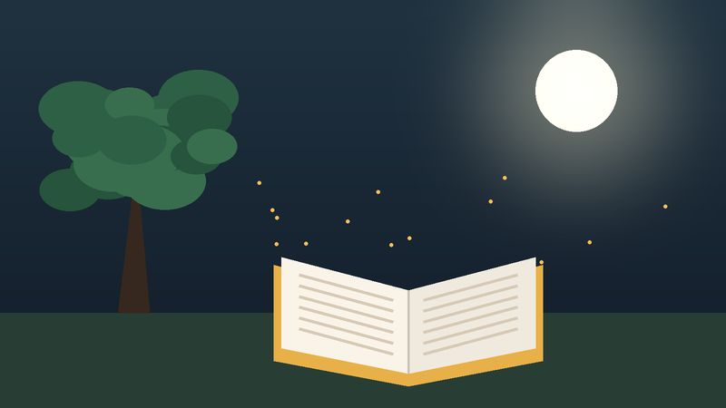 شجرةٌ تحت القمر وكتابٌ مفتوح