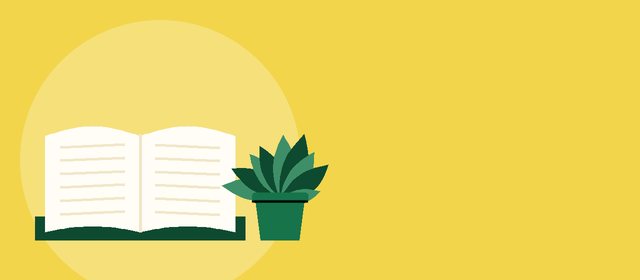 كتابٌ مفتوح ونبتةٌ على خلفيّةٍ صفراء