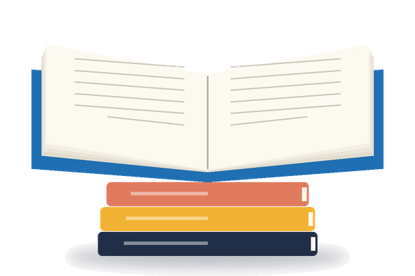 كتابٌ مفتوح فوق رصّة كتب